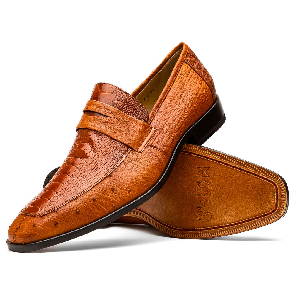 Marco Di Milano Fangio Ostrich Penny Loafers Cognac