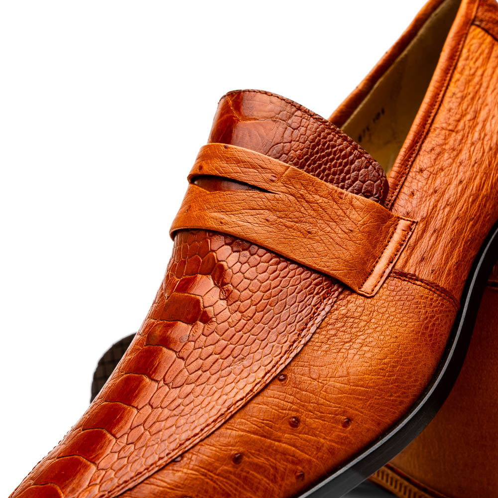 Marco Di Milano Fangio Ostrich Penny Loafers Cognac