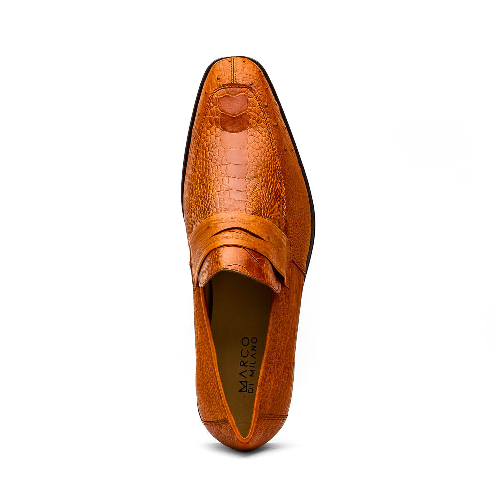 Marco Di Milano Fangio Ostrich Penny Loafers Cognac