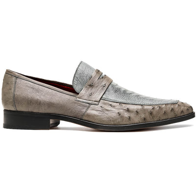 Marco Di Milano Fangio Serpentine Grey Ostrich Penny Loafer 1 FANGIO_OSTRICH LEG_SERPERTINE GREY_8  - from alligatorwarehouse.com