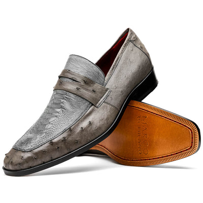Marco Di Milano Fangio Serpentine Grey Ostrich Penny Loafer 2 FANGIO_OSTRICH LEG_SERPERTINE GREY_8  - from alligatorwarehouse.com