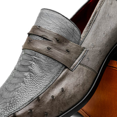 Marco Di Milano Fangio Serpentine Grey Ostrich Penny Loafer 3 FANGIO_OSTRICH LEG_SERPERTINE GREY_8  - from alligatorwarehouse.com