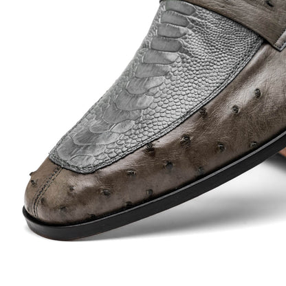 Marco Di Milano Fangio Serpentine Gray Leather Shoes