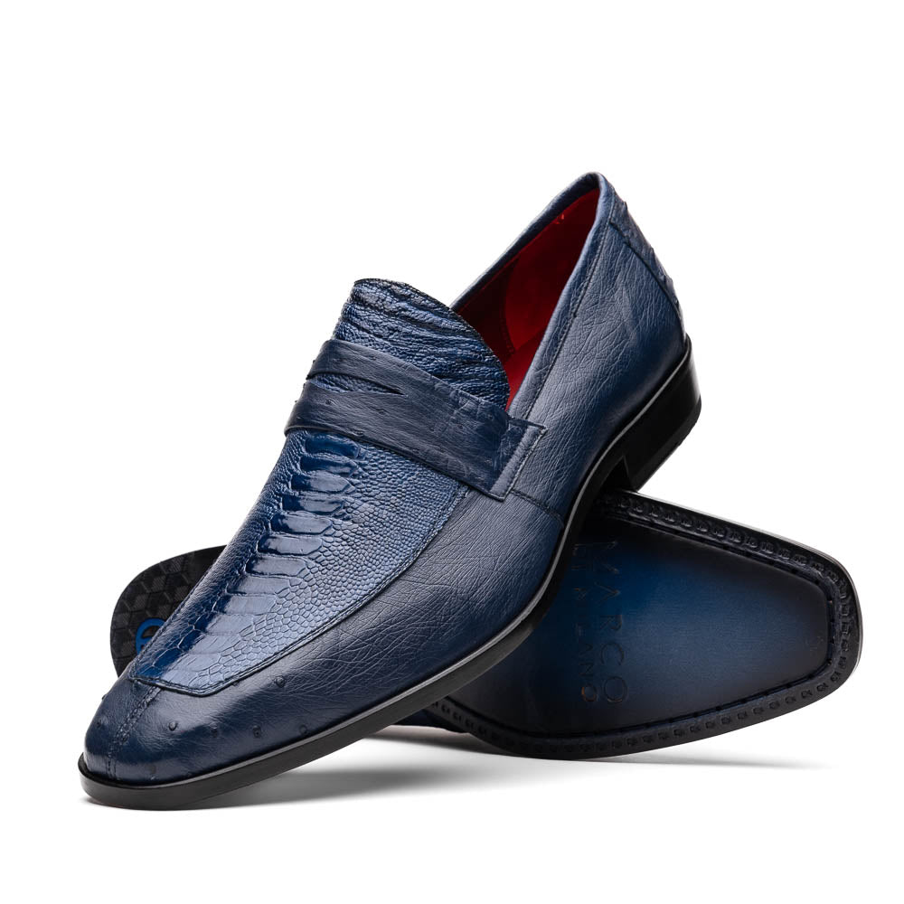 Marco Di Milano Fangio Ostrich Penny Loafers Blue