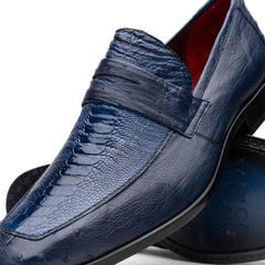 Marco Di Milano Fangio Ostrich Penny Loafers Blue