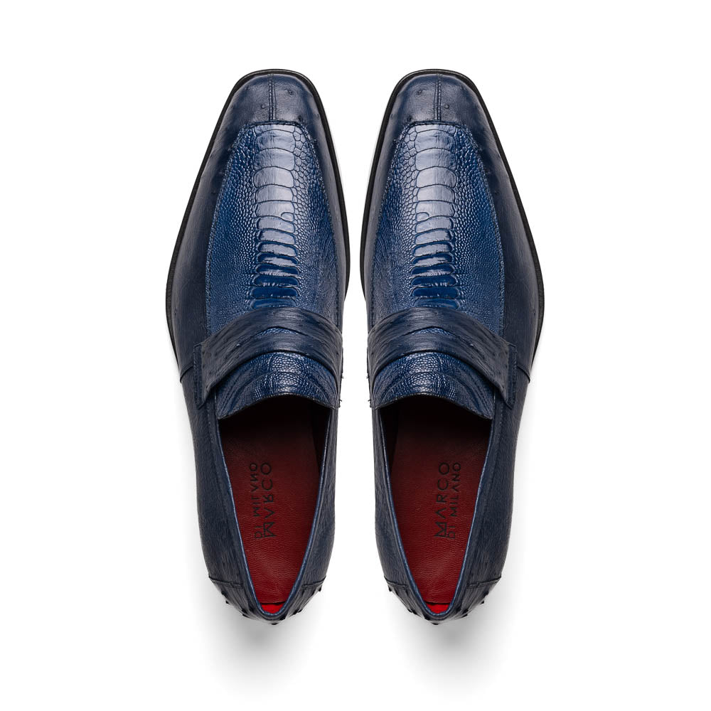 Marco Di Milano Fangio Ostrich Penny Loafers Blue