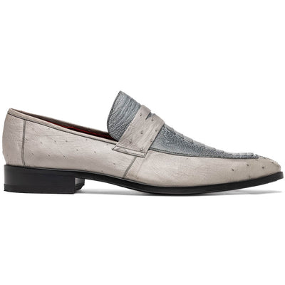 Marco Di Milano Fangio Gray Ostrich Penny Loafer 1 FANGIO_OSTRICH LEG_GRAY_9  - from alligatorwarehouse.com