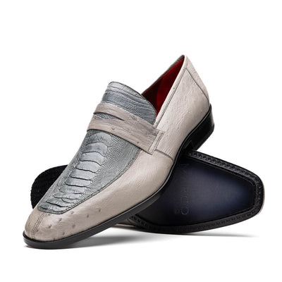 Marco Di Milano Fangio Gray Ostrich Penny Loafer 2 FANGIO_OSTRICH LEG_GRAY_9  - from alligatorwarehouse.com