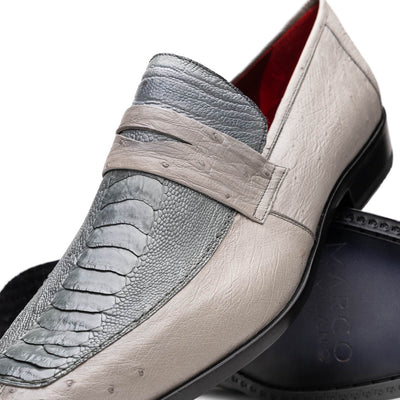 Marco Di Milano Fangio Gray Ostrich Penny Loafer 3 FANGIO_OSTRICH LEG_GRAY_9  - from alligatorwarehouse.com