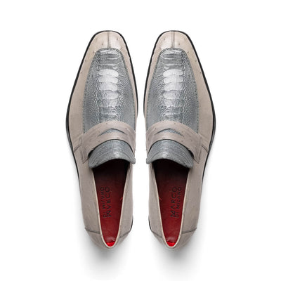 Marco Di Milano Fangio Gray Ostrich Penny Loafer 4 FANGIO_OSTRICH LEG_GRAY_9  - from alligatorwarehouse.com