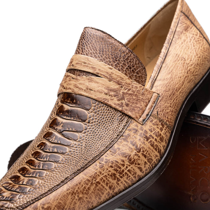 Marco Di Milano Fangio Ostrich Penny Loafers Rust Orix