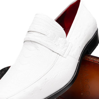 Marco Di Milano Fangio White Ostrich Penny Loafer 3 FANGIO_OSTRICH-OSTRICH LEG_WHITE_8  - from alligatorwarehouse.com