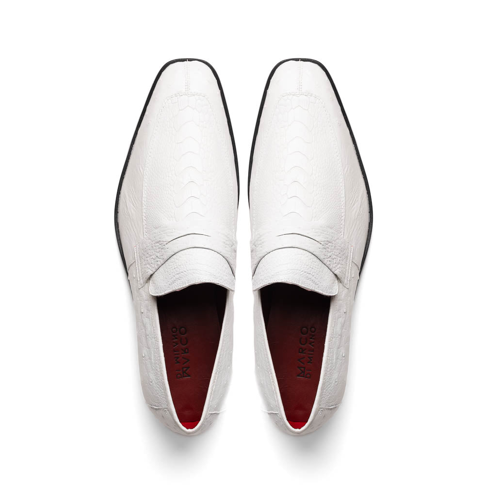 Marco Di Milano Fangio Ostrich Penny Loafers White