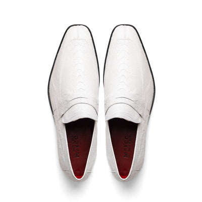Marco Di Milano Fangio White Ostrich Penny Loafer 4 FANGIO_OSTRICH-OSTRICH LEG_WHITE_8  - from alligatorwarehouse.com