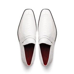 Marco Di Milano Fangio Ostrich Penny Loafers White