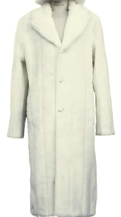 Faux Fur Overcoat - Long Top Coat Full length Coat Off-White 1   - from alligatorwarehouse.com