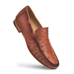 Mens Mezlan Rollini Ostrich Quill Dress Shoe Loafer in Black
