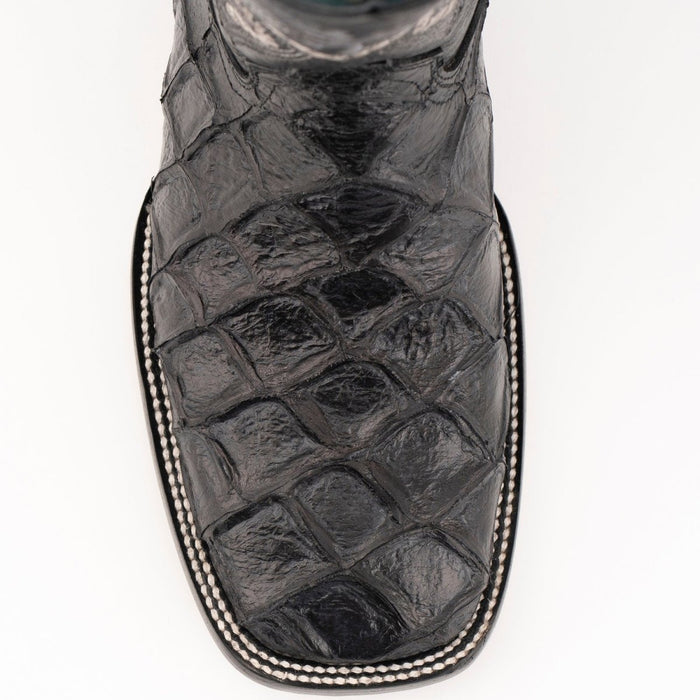 Ferrini Bronco Men's Print Pirarucu Fish Boots Handcrafted Black 2   - from alligatorwarehouse.com