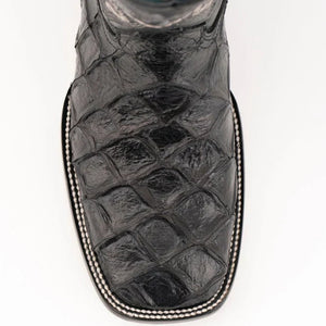 Ferrini Bronco Men's Print Pirarucu Fish Boots Handcrafted Black 4339304