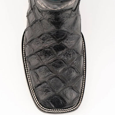 Ferrini Bronco Men's Print Pirarucu Fish Boots Handcrafted Black 4339304 2 43393-04-080-D  - from alligatorwarehouse.com