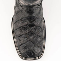 Ferrini Bronco Men's Print Pirarucu Fish Boots Handcrafted Black 4339304