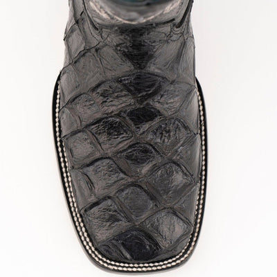 Ferrini Bronco Men's Print Pirarucu Fish Boots Handcrafted Black 2   - from alligatorwarehouse.com