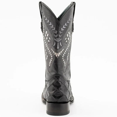 Ferrini Bronco Men's Print Pirarucu Fish Boots Handcrafted Black 4339304 3 43393-04-080-D  - from alligatorwarehouse.com