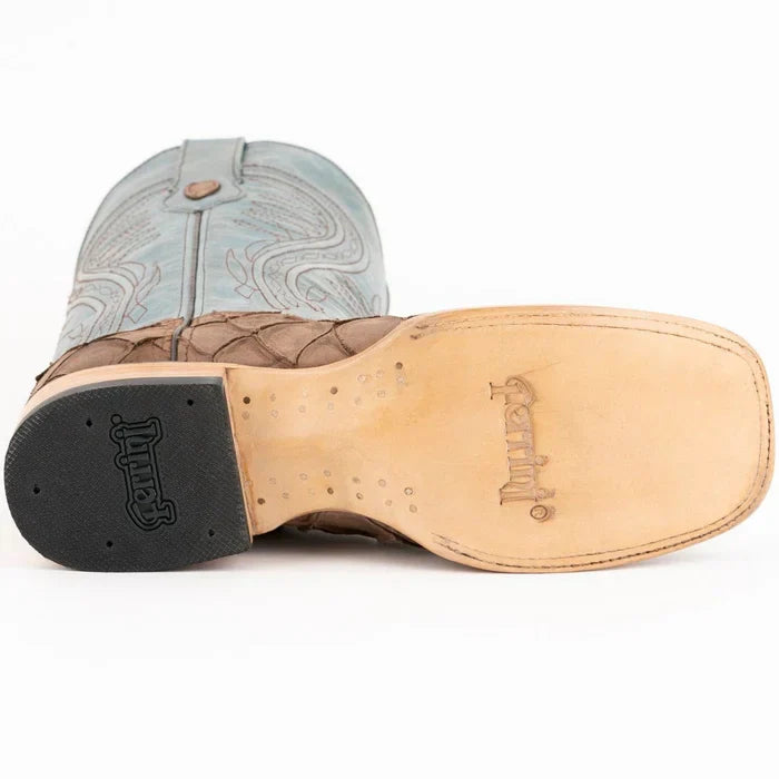 Ferrini Bronco Men's Print Pirarucu Fish Boots Handcrafted Brown 1   - from alligatorwarehouse.com