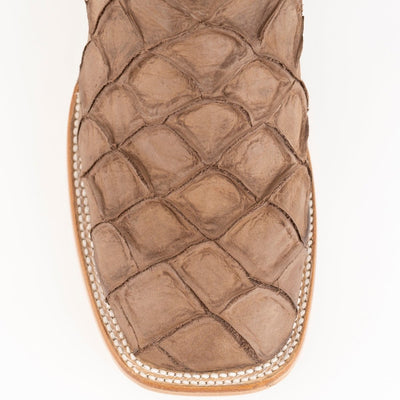 Ferrini Bronco Men's Print Pirarucu Fish Boots Handcrafted Brown 4339310 2 43393-10-080-D  - from alligatorwarehouse.com