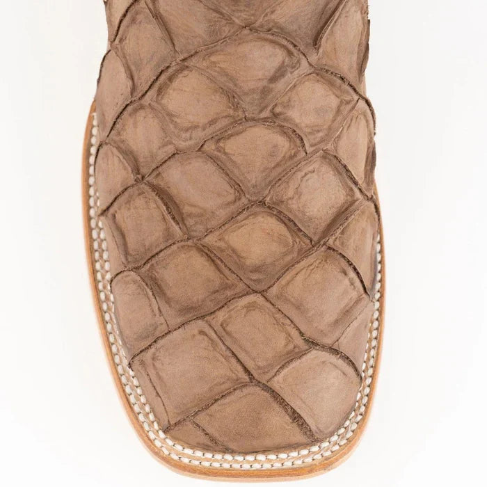 Ferrini Bronco Men's Print Pirarucu Fish Boots Handcrafted Brown 4   - from alligatorwarehouse.com