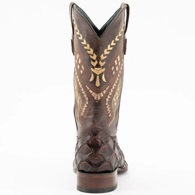 Ferrini Bronco Men's Print Pirarucu Fish Boots Handcrafted Chocolate 1   - from alligatorwarehouse.com