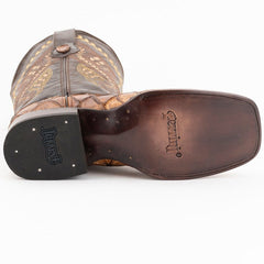 Ferrini Bronco Men's Print Pirarucu Fish Boots Handcrafted Cognac