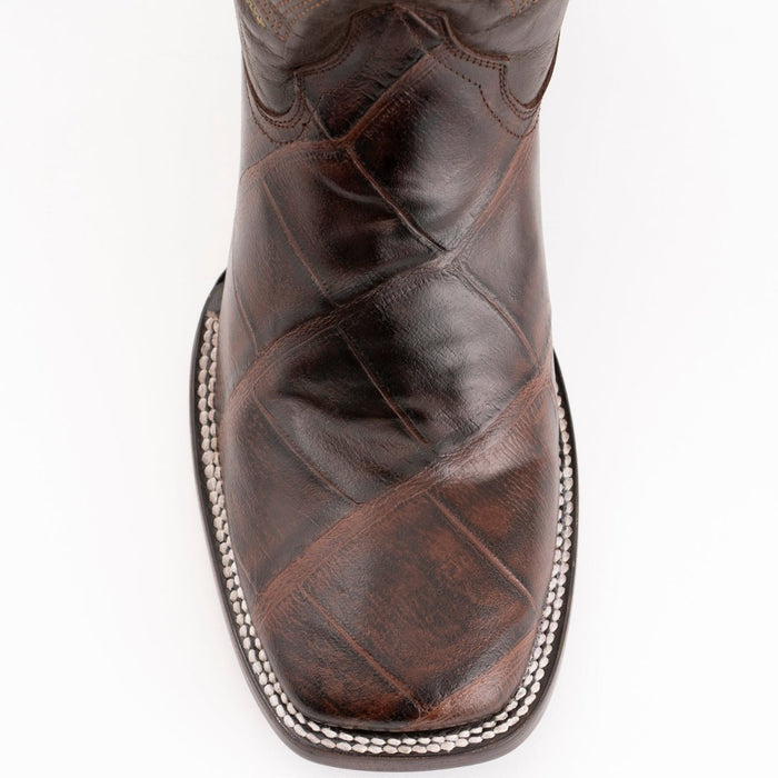 Ferrini Jesse Men's Print Alligator Boots Handcrafted Chocolate 3   - from alligatorwarehouse.com