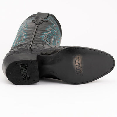 Ferrini Men's Colt Full Quill Ostrich Boots Handcrafted - Black 4   - from alligatorwarehouse.com