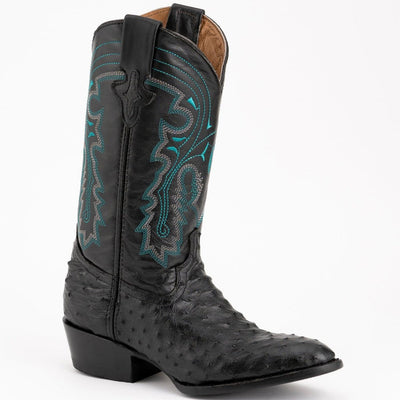 Ferrini Men's Colt Full Quill Ostrich Boots Handcrafted - Black 1   - from alligatorwarehouse.com