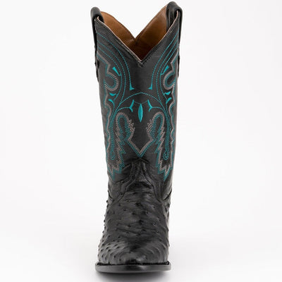 Ferrini Men's Colt Full Quill Ostrich Boots Handcrafted - Black 6   - from alligatorwarehouse.com