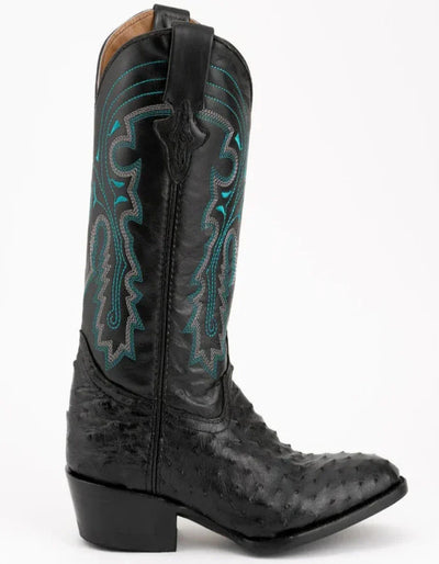 Ferrini Men's Colt Full Quill Ostrich Boots Handcrafted - Black 5 10111-04-080-D  - from alligatorwarehouse.com
