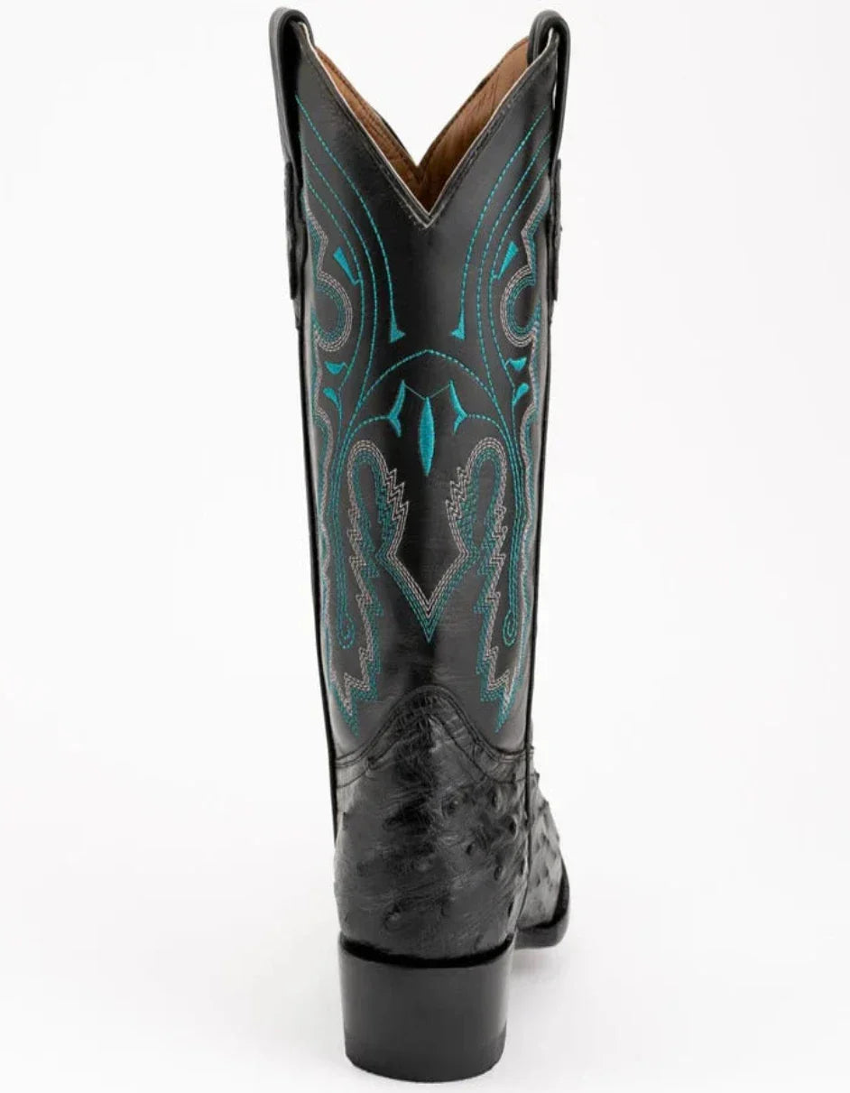 Ferrini Men's Colt Full Quill Ostrich Boots Handcrafted - Black 3 10111-04-080-D  - from alligatorwarehouse.com