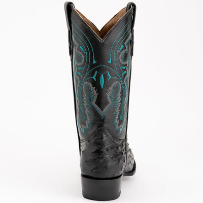 Ferrini Men's Colt Full Quill Ostrich Boots Handcrafted - Black 3   - from alligatorwarehouse.com