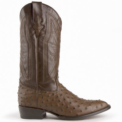 Ferrini Men's Colt Full Quill Ostrich Boots Handcrafted - Kango Brown 3   - from alligatorwarehouse.com