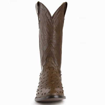 Ferrini Men's Colt Full Quill Ostrich Boots Handcrafted - Kango Brown 6   - from alligatorwarehouse.com