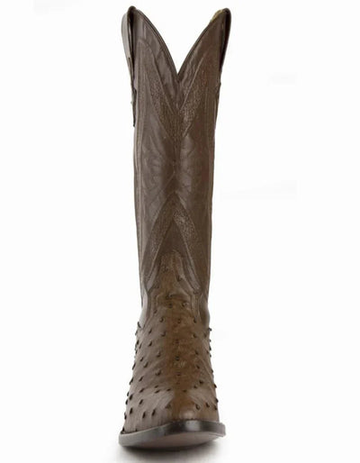 Ferrini Men's Colt Full Quill Ostrich Boots Handcrafted - Kango Brown 4 10111-07-080-D  - from alligatorwarehouse.com