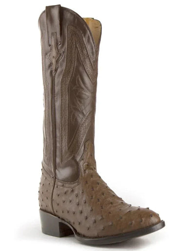 Ferrini Men's Colt Full Quill Ostrich Boots Handcrafted - Kango Brown 1 10111-07-080-D  - from alligatorwarehouse.com