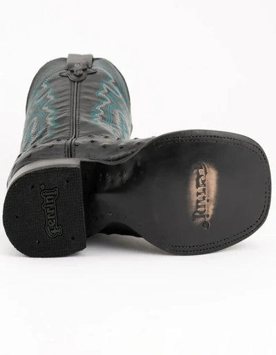 Ferrini Men's Colt Full Quill Ostrich Square Toe Boots Handcrafted - Black 6 10193-04-080-D  - from alligatorwarehouse.com