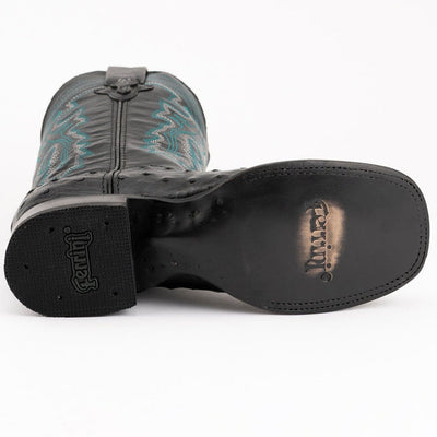 Ferrini Men's Colt Full Quill Ostrich Square Toe Boots Handcrafted - Cognac 6   - from alligatorwarehouse.com