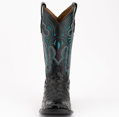 Ferrini Men's Colt Full Quill Ostrich Square Toe Boots Handcrafted - Black 4   - from alligatorwarehouse.com