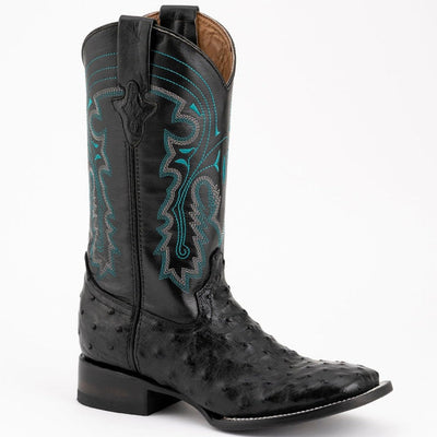 Ferrini Men's Colt Full Quill Ostrich Square Toe Boots Handcrafted - Cognac 1   - from alligatorwarehouse.com