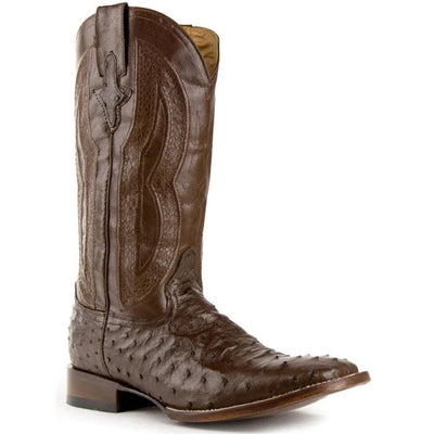Ferrini Men's Colt Full Quill Ostrich Square Toe Boots Handcrafted - Black 1   - from alligatorwarehouse.com