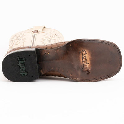 Ferrini Men's Colt Full Quill Ostrich Square Toe Boots Handcrafted - Kango Brown 4   - from alligatorwarehouse.com