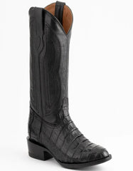 Ferrini Men's Dakota Belly Caiman Western Boots - Round Toe Handcrafted Black